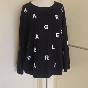 Karl Lagerfeld Blk Sweatshirt w/ White Embroidered Letters, NWT, Sz. 2X